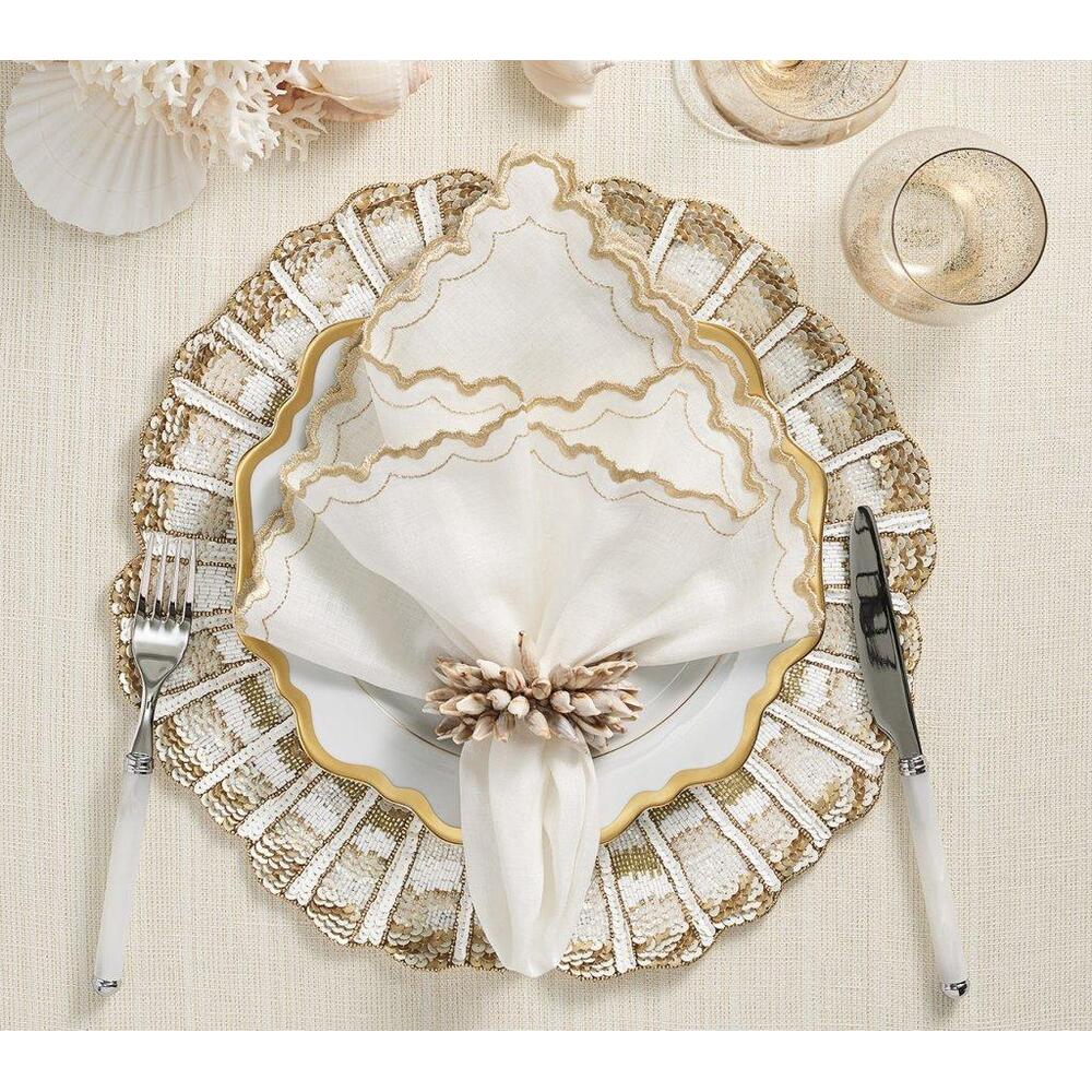 Nautilus Placemat in Champagne & Gold - Set of 2 by Kim Seybert 4