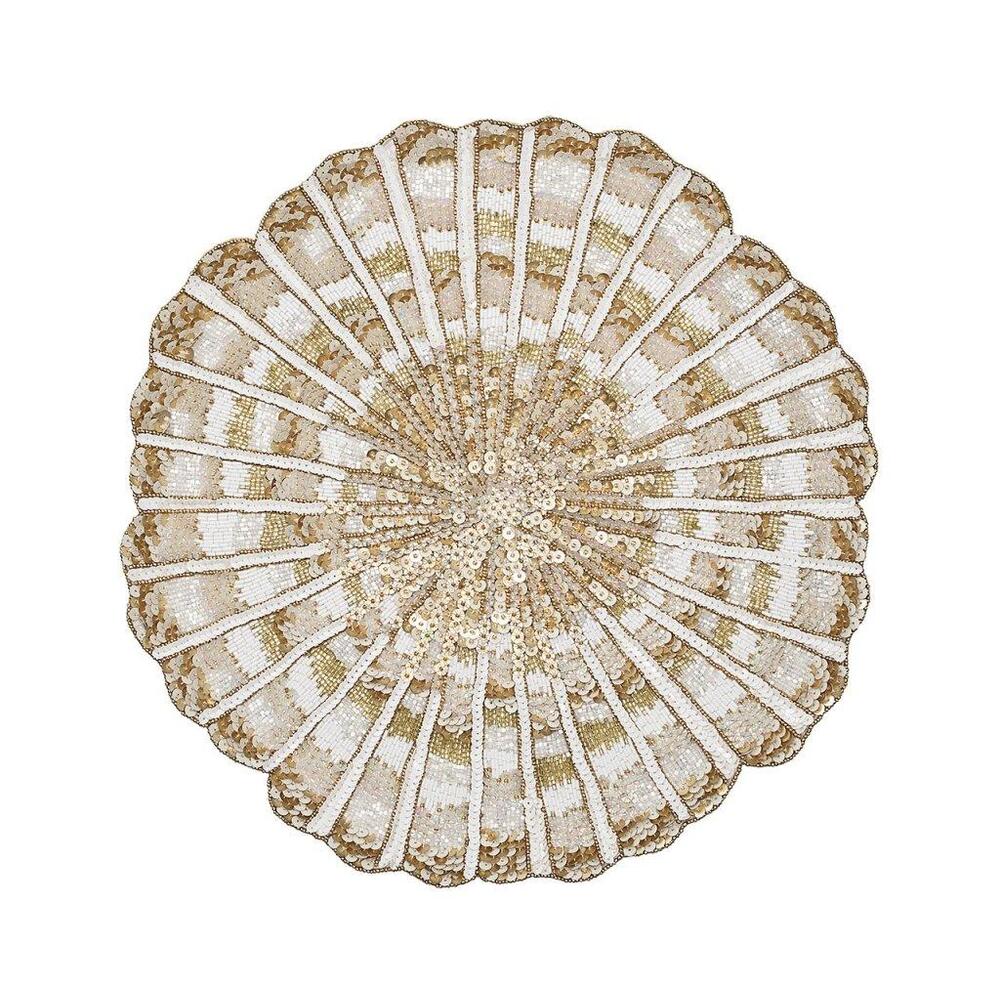 Nautilus Placemat in Champagne & Gold - Set of 2 by Kim Seybert 