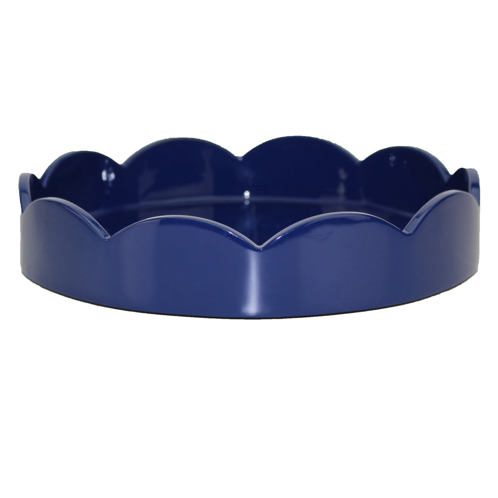 Navy Blue Small Round Scallop Tray 8.5"x8.5" by Addison Ross