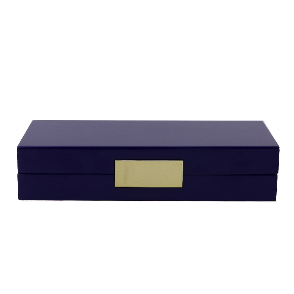 Navy Lacquer Box With Silver 4"x 9" by Addison Ross