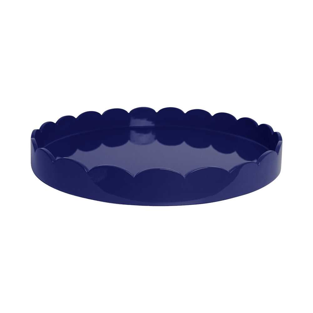 Navy Round Large Lacquered Scallop Tray 20"x20" by Addison Ross