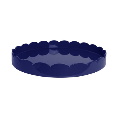 Navy Round Large Lacquered Scallop Tray 20"x20" by Addison Ross