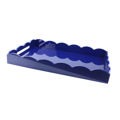 Navy Scalloped Edge Tray 17"x13" by Addison Ross