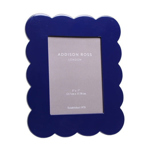 Navy Scalloped Lacquer Photo Frame 5"x7" by Addison Ross
