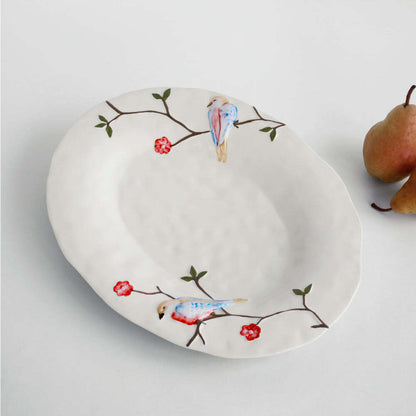 Ceramic Bird On Branch Oval Platter by Beatriz Ball Additional Image 1