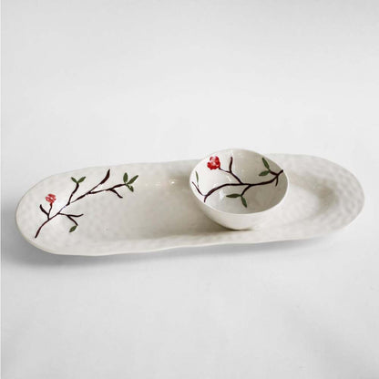 Ceramic Bird On Branch Oval Platter by Beatriz Ball Additional Image 4