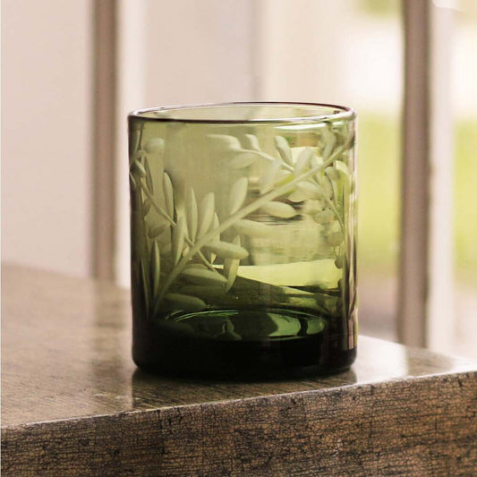 Fern Double Old Fashioned Glass Set of 4 - Dark Green by Beatriz Ball