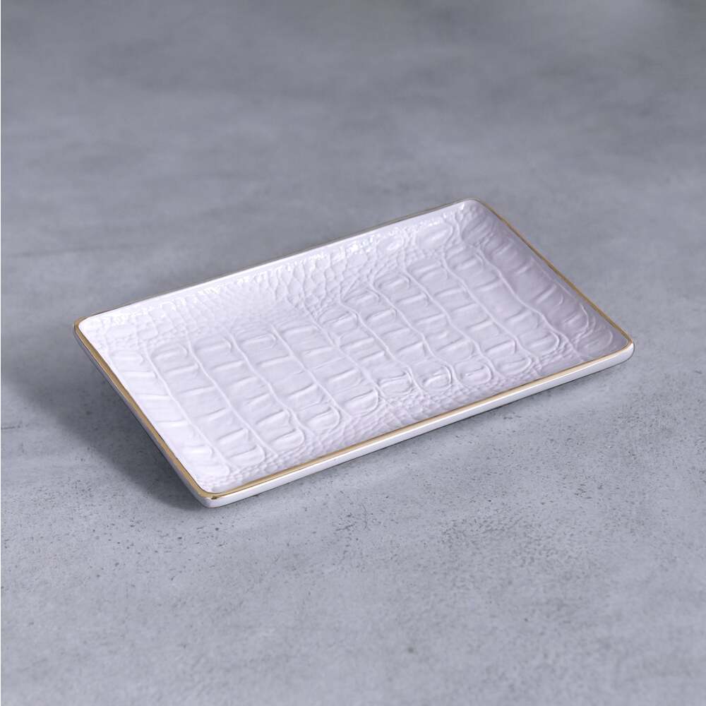 Thanni Croc Mini Tray - White & Gold by Beatriz Ball