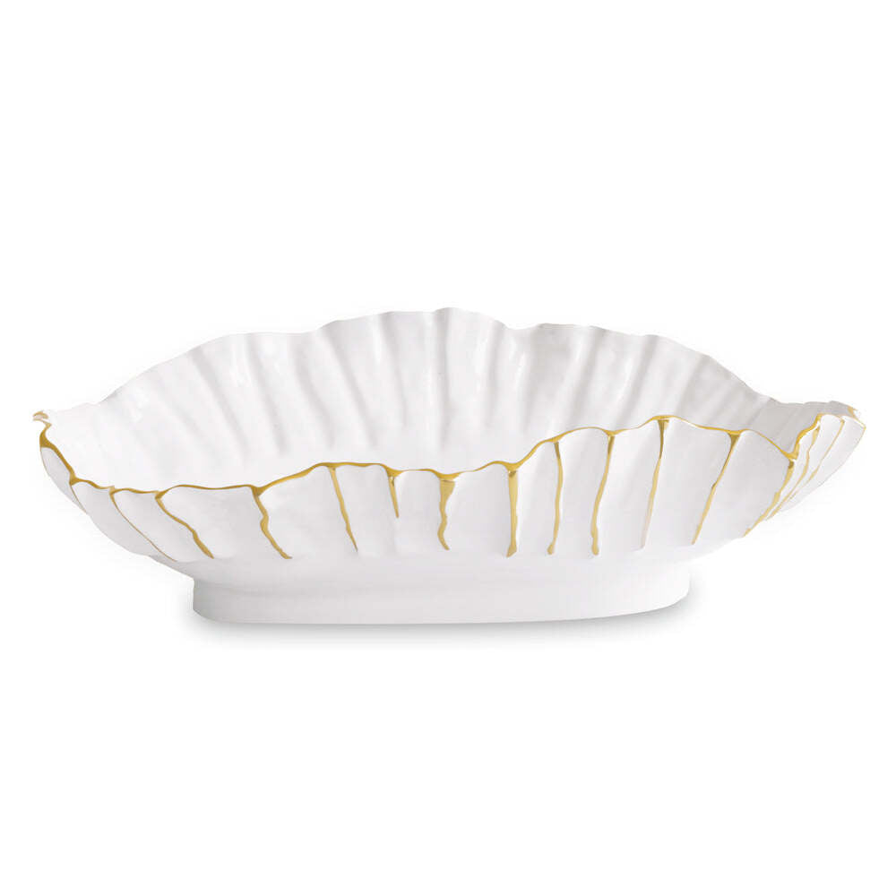 Thanni Mystic Large Oval Centerpiece - White & Gold by Beatriz Ball