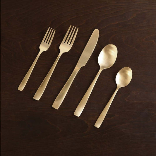 Vida Charlotte Stainless Flatware Set of 5 - Brushed Champagne Gold by Beatriz Ball