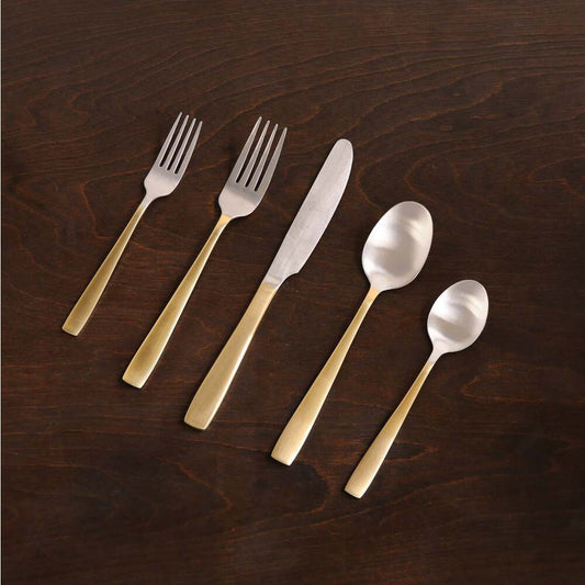 Vida Charlotte Stainless Flatware Set of 5 - Partial Handle Brushed Champagne Gold by Beatriz Ball