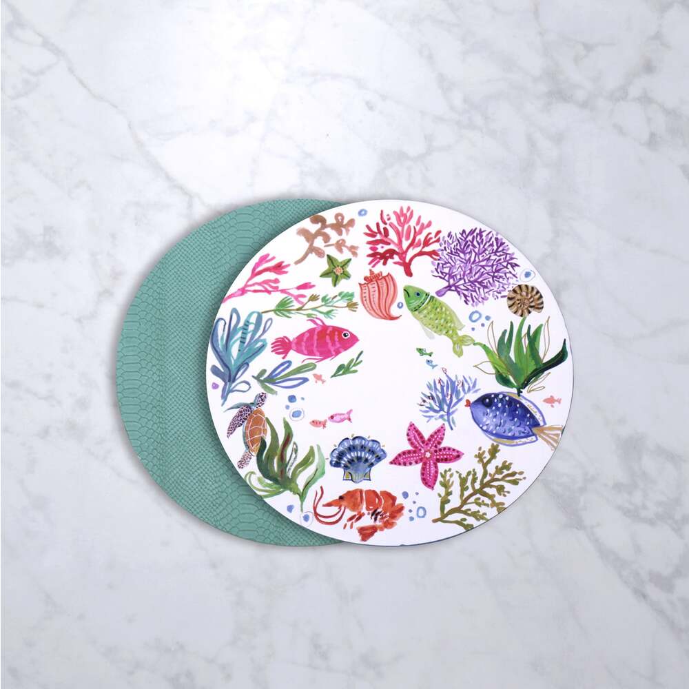 Vida Croc Reversible 15.5" Round Placemats Set of 4 by Beatriz Ball Additional Image 15