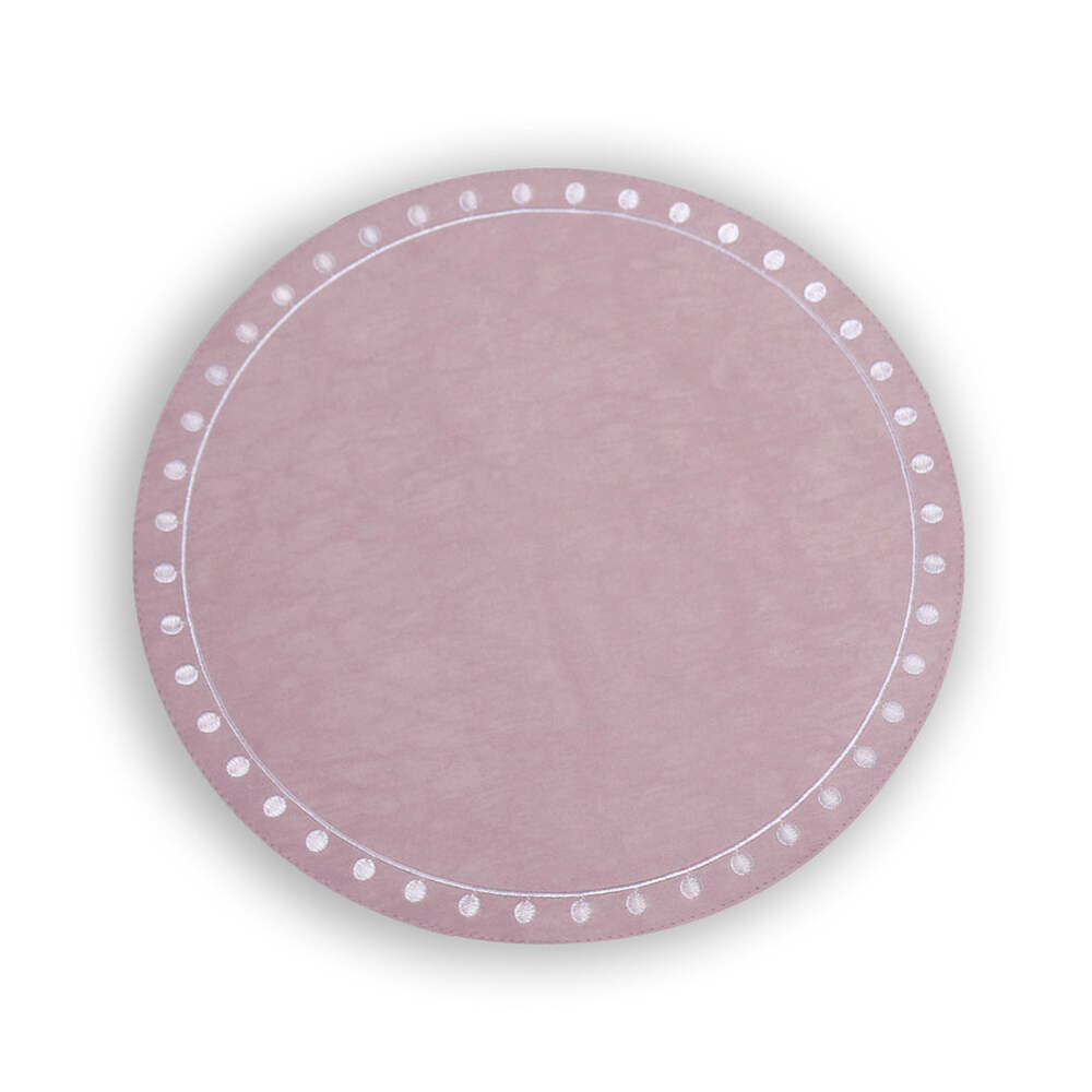 Vida Round Embroidered Dots 15.5" Round Placemats Set of 4 by Beatriz Ball Additional Image 1