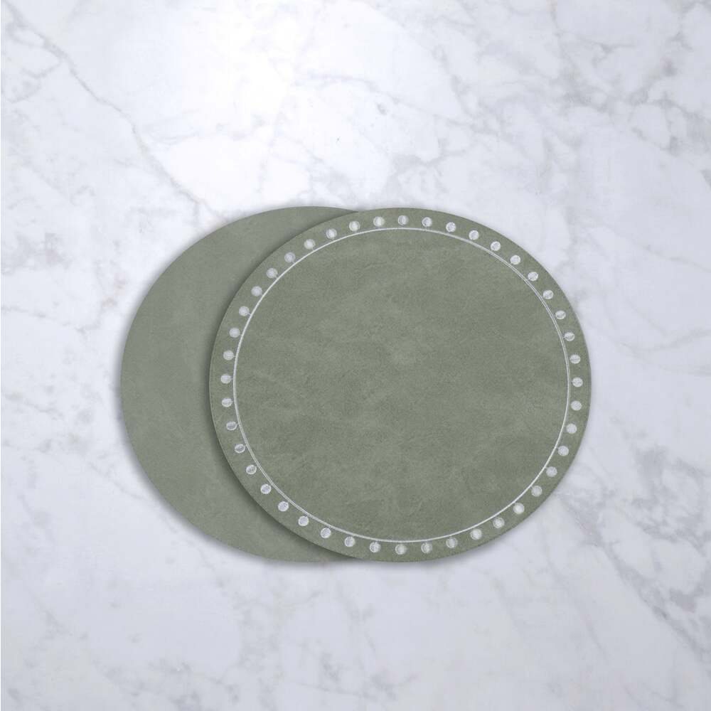 Vida Round Embroidered Dots 15.5" Round Placemats Set of 4 by Beatriz Ball Additional Image 3