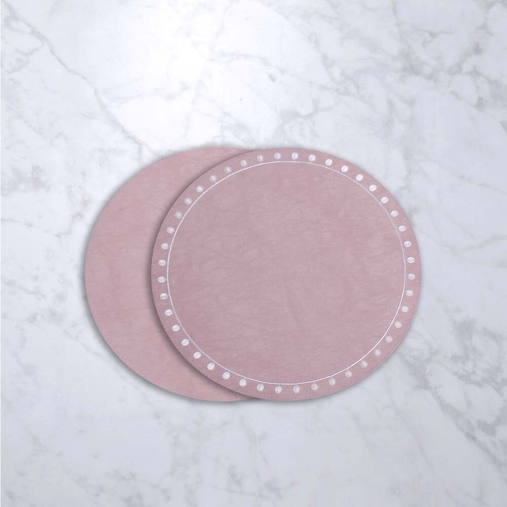 Vida Round Embroidered Dots 15.5" Round Placemats Set of 4 by Beatriz Ball