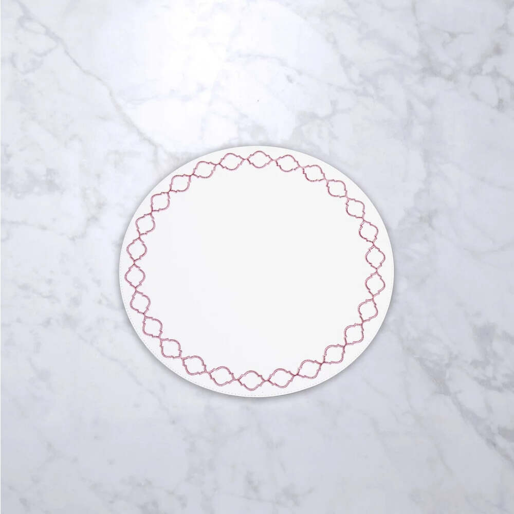 Vida Round Embroidered Quatrefoil 15.5" Round Placemats Set of 4 by Beatriz Ball Additional Image 2