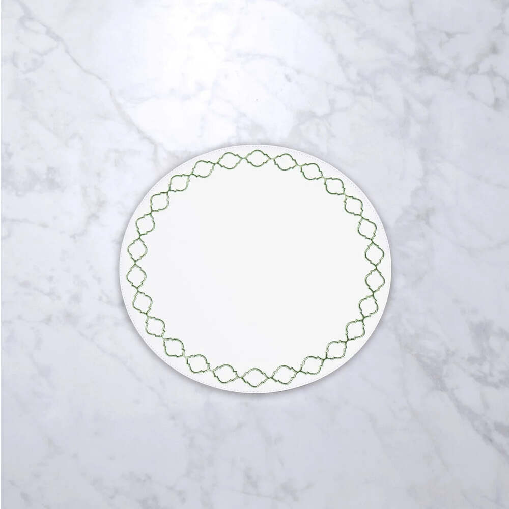 Vida Round Embroidered Quatrefoil 15.5" Round Placemats Set of 4 by Beatriz Ball