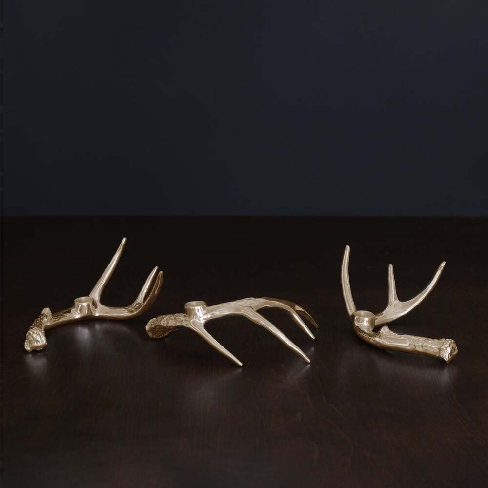 Western Sierra Modern Antler Candlestick - Gold Set of 3 by Beatriz Ball Additional Image 1