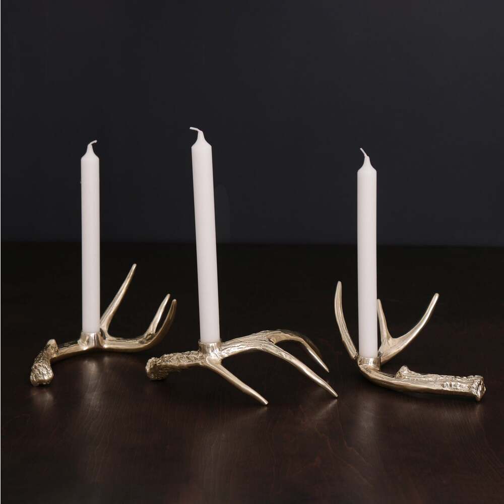 Western Sierra Modern Antler Candlestick - Gold Set of 3 by Beatriz Ball