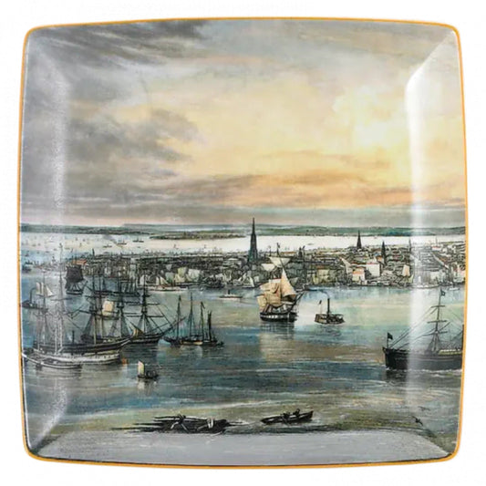 New York Harbor Square Tray by Mottahedeh