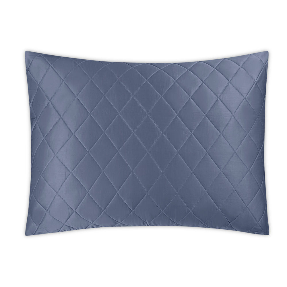 Nocturne Quilt Sham Steel Blue Oversize Quilted Euro 