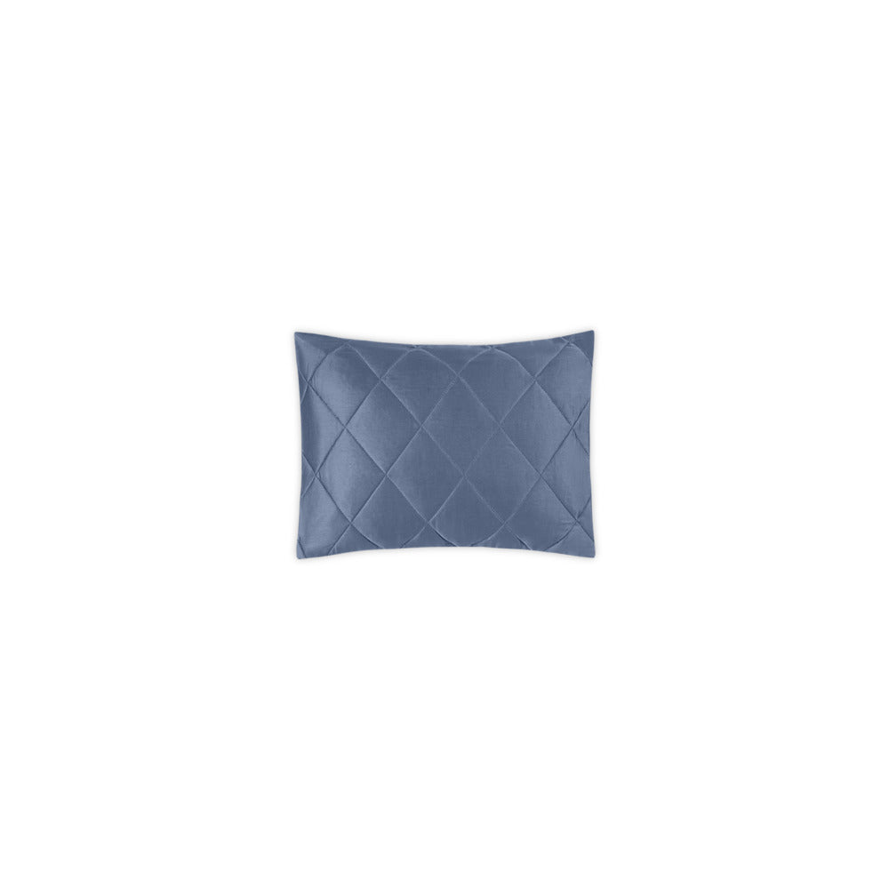 Nocturne Quilt Sham Steel Blue Quilted Boudoir 