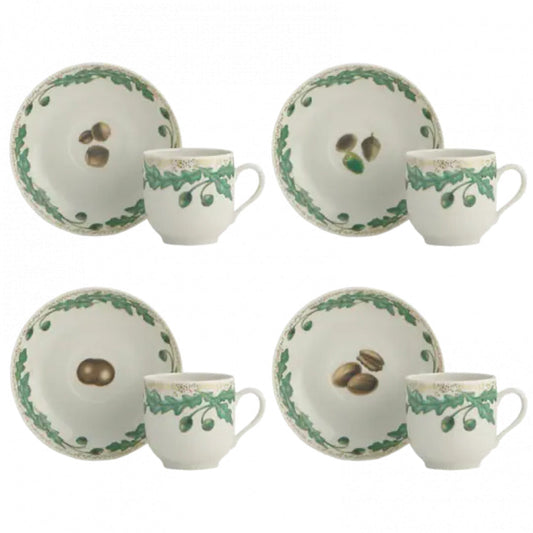Nutleaf Tea Cup & Saucer Set of 4 by Mottahedeh