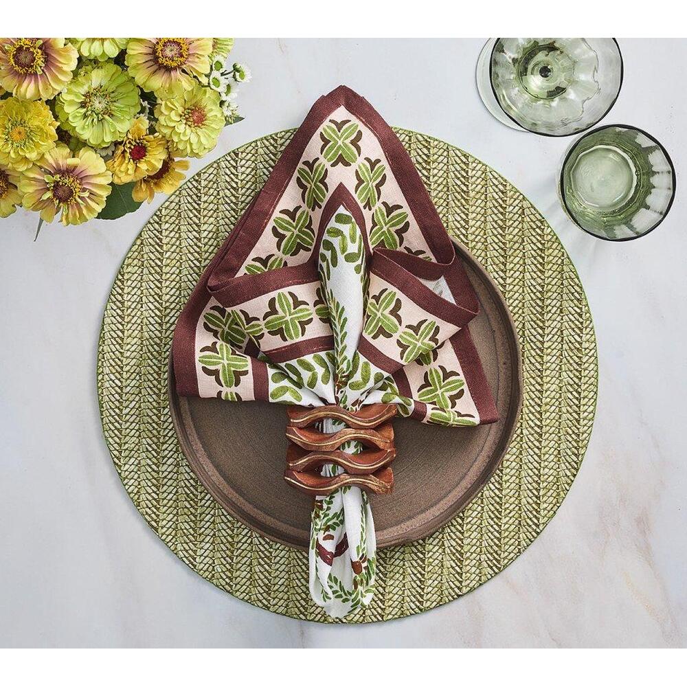 Oasis Napkin in Ivory - Green & Brown - Set of 4 by Kim Seybert 1