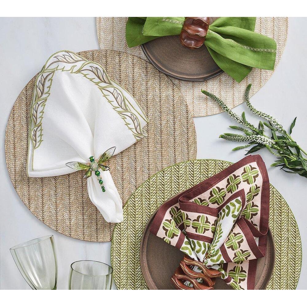 Oasis Napkin in Ivory - Green & Brown - Set of 4 by Kim Seybert 2