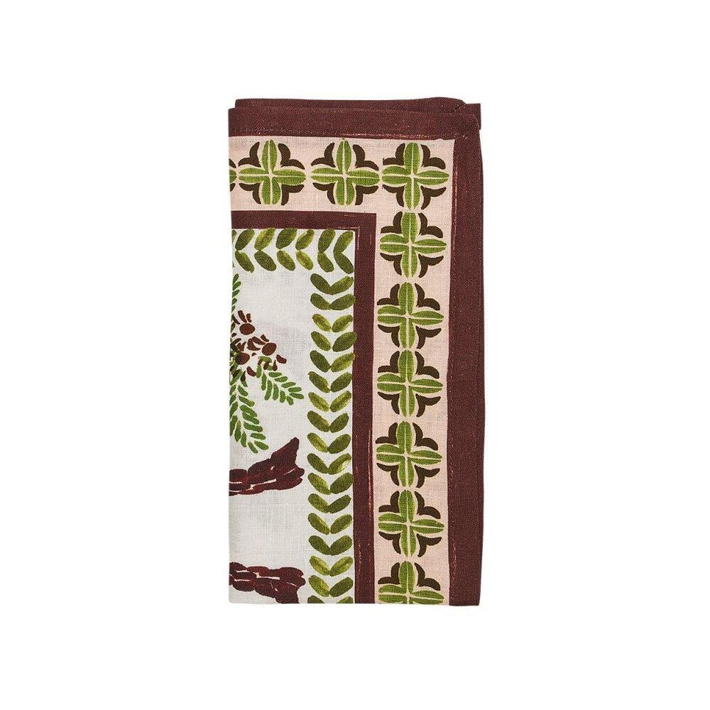 Oasis Napkin in Ivory - Green & Brown - Set of 4 by Kim Seybert 