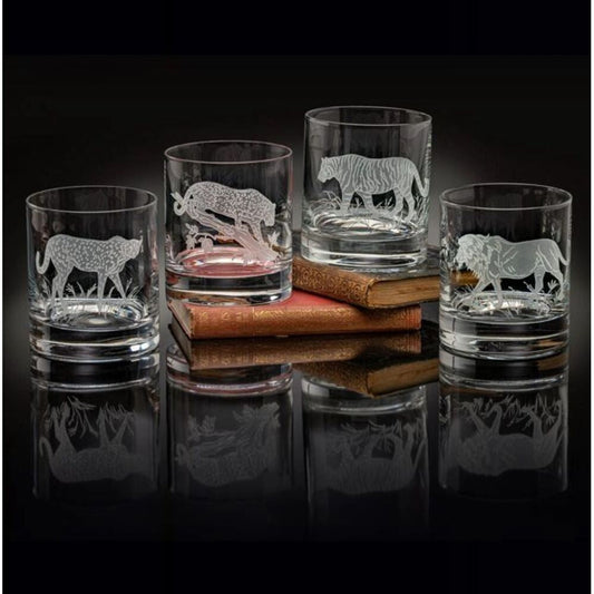 Old Fashion Glasses (4) Big Cats by Julie Wear 
