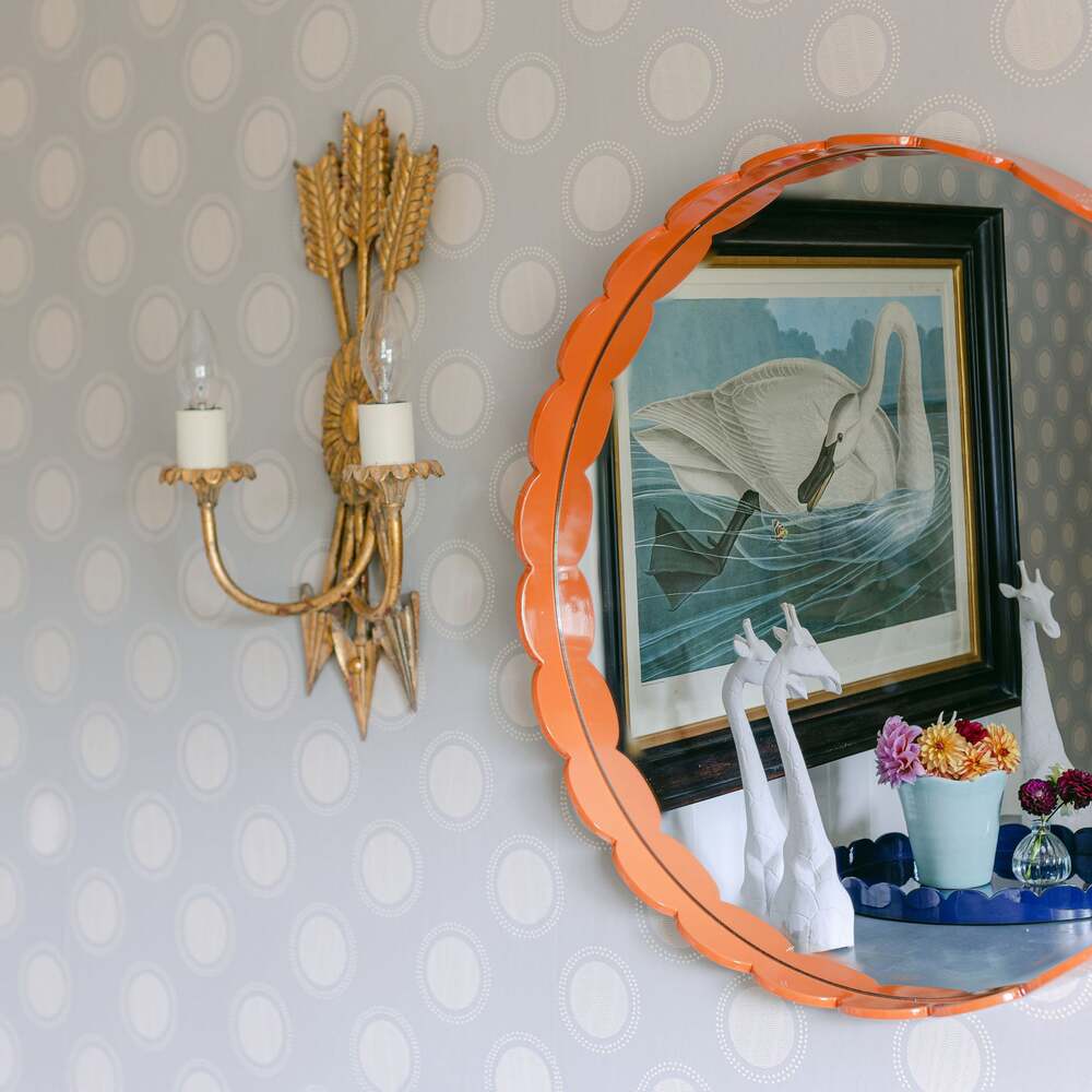 Orange Large Scallop Round Mirror 20"x20" by Addison Ross Additional Image-2