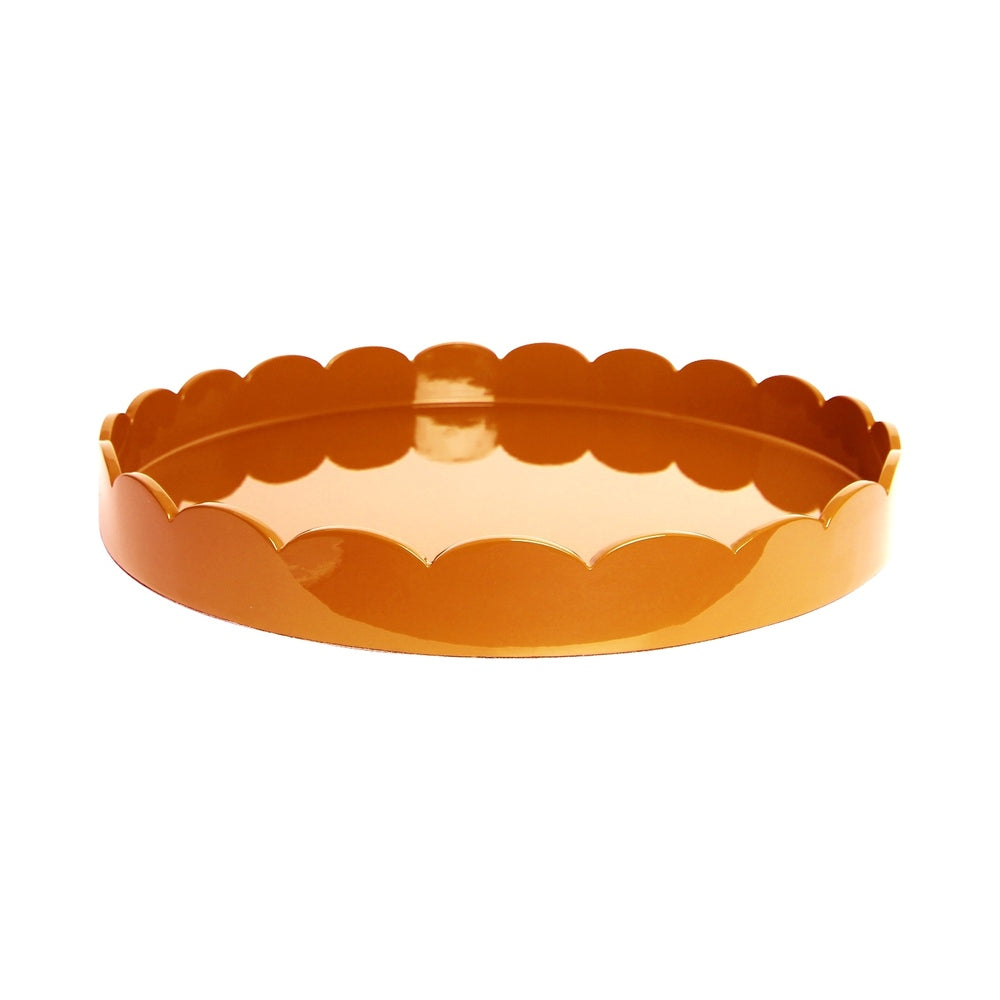 Orange Round Large Lacquered Scallop Tray 20"x20" by Addison Ross