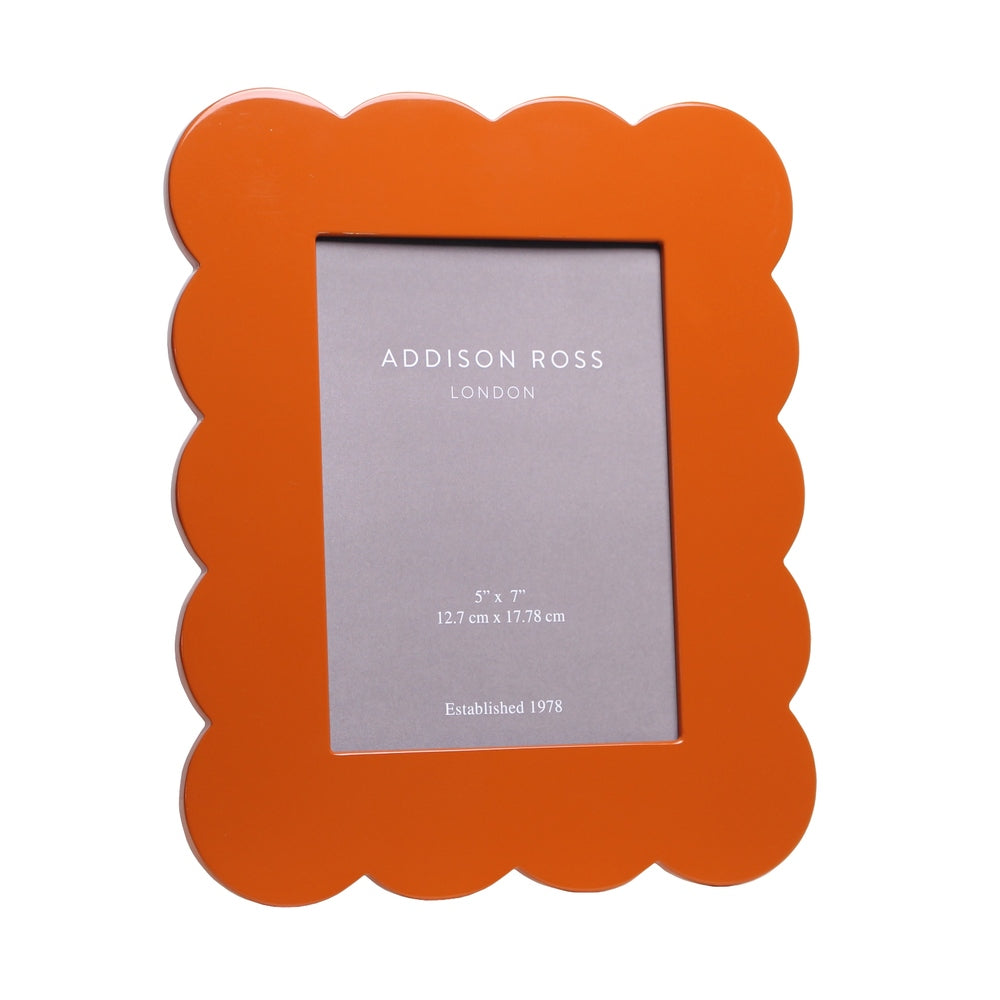 Orange Scalloped Lacquer Photo Frame 5"x7" by Addison Ross