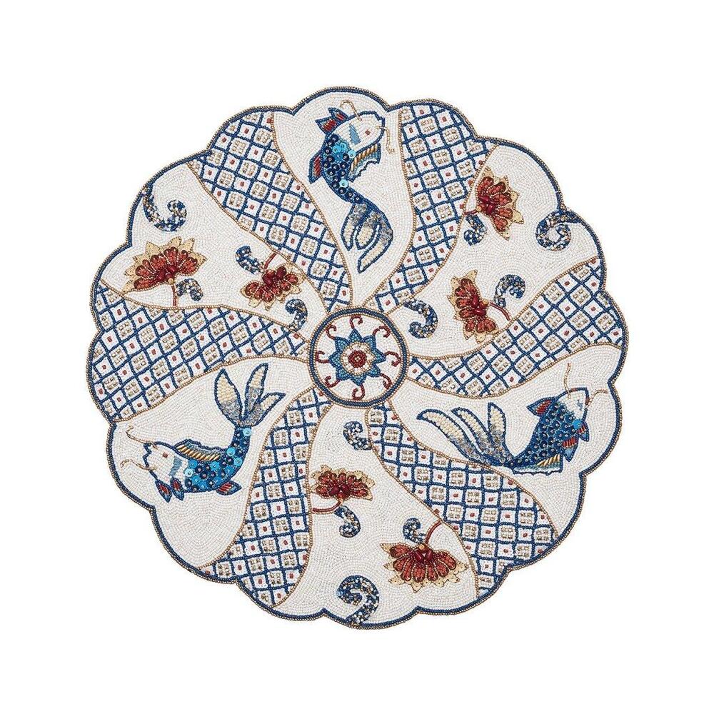 Orient Placemat in White & Multi - Set of 2 by Kim Seybert 