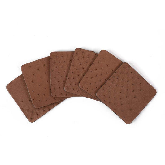 Ostrich Leather Coasters with Tie Set of 6 by Ngala Trading Company