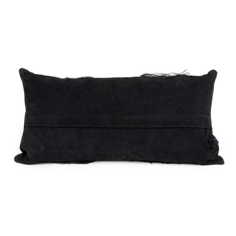 Ostrich Leather Inset Pillow with Feather Trim on Suede by Ngala Trading Company Additional Image - 2