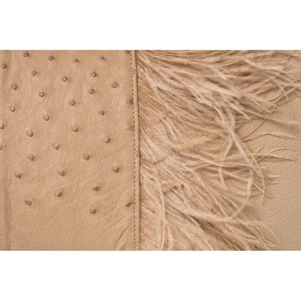 Ostrich Leather Inset Pillow with Feather Trim on Suede by Ngala Trading Company Additional Image - 5