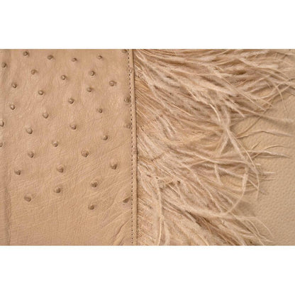 Ostrich Leather Inset Pillow with Feather Trim on Suede by Ngala Trading Company Additional Image - 5