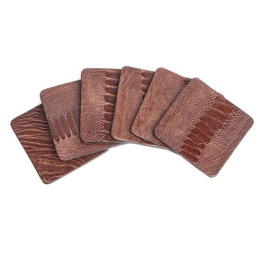 Ostrich Shin Coasters with Tie Set of 6 by Ngala Trading Company