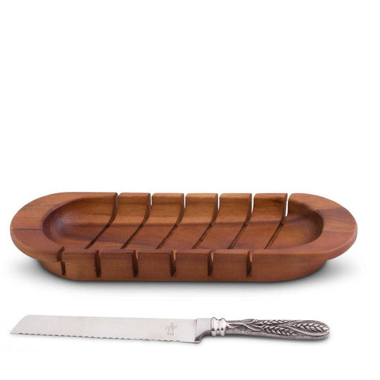 Oval Bread Board with Pewter Wheat Knife by Vagabond House 