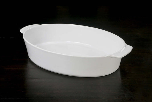 Oval Large White 4QT Casserole Stoneware Roaster by Calaisio 