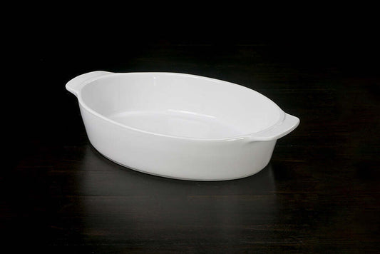 Oval Medium White 3QT Casserole Stoneware Roaster by Calaisio 