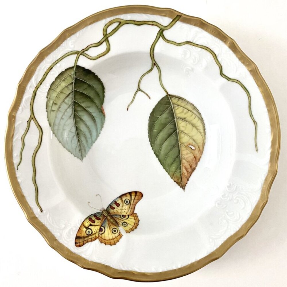 P510 - Antique Forest Leaf Soup/Pasta Plate by Anna Weatherley