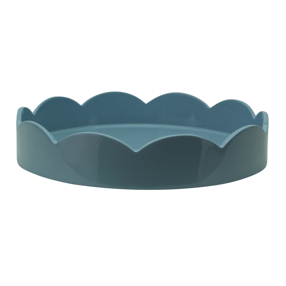 Pale Denim Blue Scallop Round Tray 8.5"x8.5" by Addison Ross