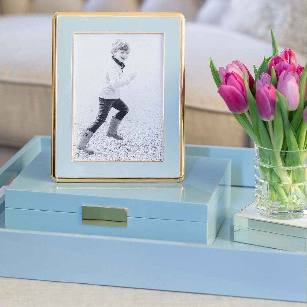 Pale Denim Blue Storage Box : Gold Trim by Addison Ross 1