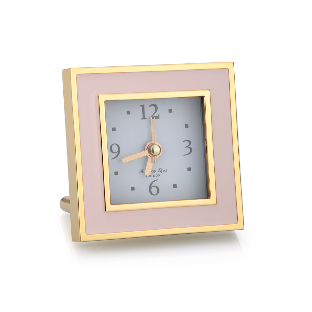 Pale Pink & Gold Square Silent Alarm Clock by Addison Ross