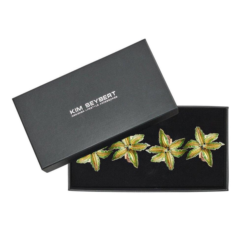 Palm Coast Napkin Ring in Green & Gold - Set of 4 in a Gift Box by Kim Seybert 7