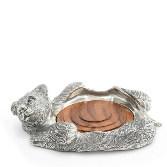 Pewter Bear Rug Wine Coaster by Vagabond House 