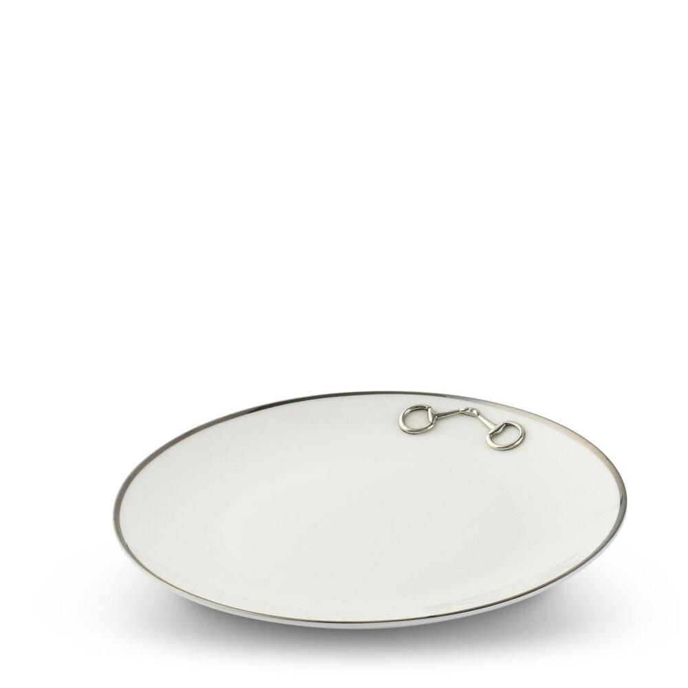 Pewter Bit Bone China Round Salad / Dessert Plate Platinum Rim by Vagabond House 1